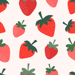 Vector seamless pattern with strawberries
