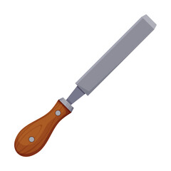 Chisel scraper on white background. Tool for carpentry and woodcarving cartoon illustration. Woodwork concept