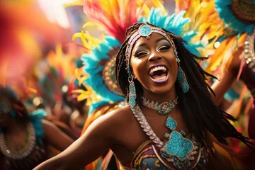 Crédence de cuisine en verre imprimé Carnaval "Caribbean Celebration: Dancers and Drums at Carnival" 