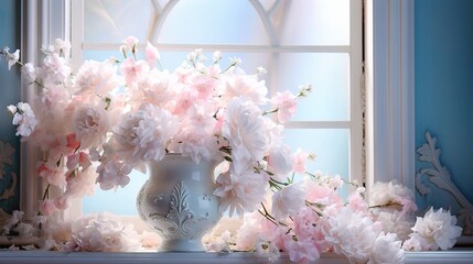 bouquet in vase on the white table