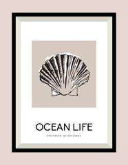 Marine vector illustration. Art for for postcards, wall art, banner, background, branding