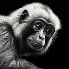 Gibbon black and white