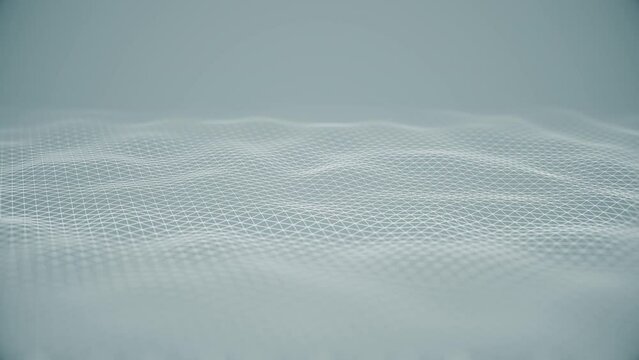 3D futuristic animation of modern abstract geometric background of a dotted interconnected mesh pattern with slow wavy motion