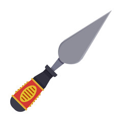Spatula with sharp edge on white background. Tool for carpentry and woodcarving cartoon illustration. Woodwork and renovation concept