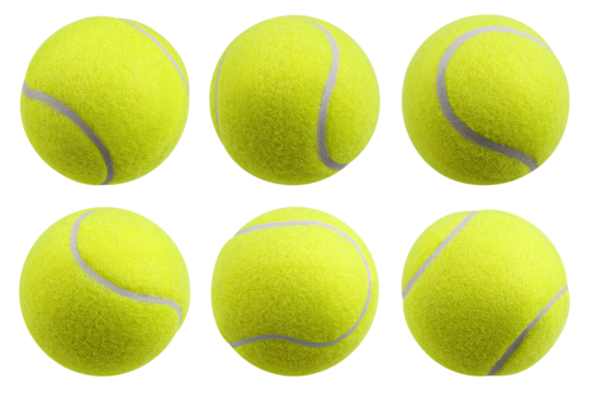Tennis ball, isolated on white background, full depth of field