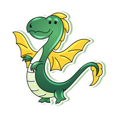 Cute Dragon character sticker cartoon logo vector illustration, symbol year of dragon 2024 