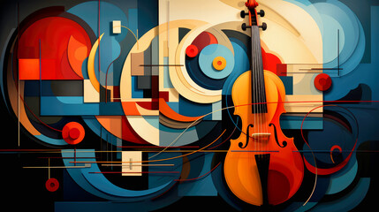 Music Concept. Geometrical Vibrant Colors. Abstract Background. Ai Generated

