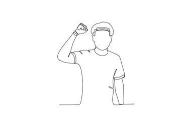 A man who celebrates youth vow day. Youth pledge one-line drawing