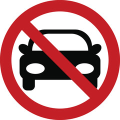 no parking sign, no car vector