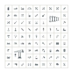 Construction tools icon set with ax, hammer, wrench