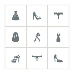 woman clothes icon set with underpant, bra, cosmetic