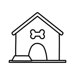 Illustration of a dog house with a bone on a white background