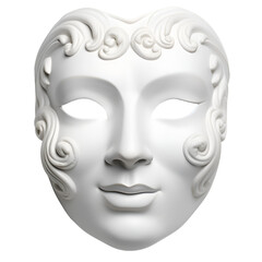 white theatrical mask on isolated transparent background
