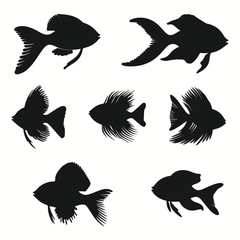 Akbash silhouettes and icons. Black flat color simple elegant Akbash animal vector and illustration.