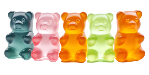 jelly bear candy gummy dessert on isolated transparent background