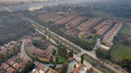 Photo of beautiful houses and canals taken by flying camera