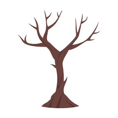 Autumn forest or park tree illustration. Cartoon drawing of autumn tree on white background. Autumn or fall concept