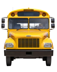 Fototapete Cartoon-Autos yellow school bus front view on isolated transparent background