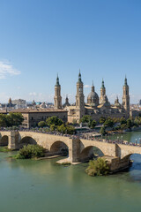 Zaragoza Spain. October 12, 2022 landscapre picture of the basilica of the Pilar on the national day of Spain