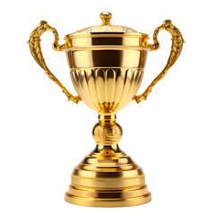 Fototapeta na wymiar gold trophy award cup on isolated transparent background