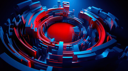 Fototapeta premium spiral red blue circle sci-fi generative ai