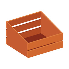 Wooden crate for food storage on white background. Container for delivery cartoon illustration. Cargo, shipping concept