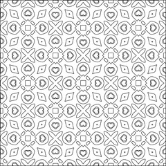 Abstract background with figures from lines. black and white pattern for web page, textures, card, poster, fabric, textile. Monochrome graphic repeating design.