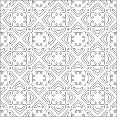 Abstract background with figures from lines. black and white pattern for web page, textures, card, poster, fabric, textile. Monochrome graphic repeating design.