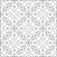 Abstract background with figures from lines. black and white pattern for web page, textures, card, poster, fabric, textile. Monochrome graphic repeating design.