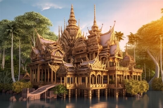 Travel architecture thailand asia religion temple landmark Generative AI