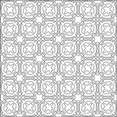 Abstract background with figures from lines. black and white pattern for web page, textures, card, poster, fabric, textile. Monochrome graphic repeating design.