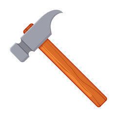Hammer for building bird house vector illustration. Drawing of tool and equipment for birdhouse on white background. Carpentry, woodwork concept