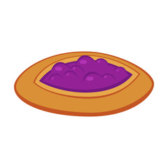 Blueberry biscuit with jam vector illustration. Cartoon drawing or sticker of tea time element isolated on white background. Desserts, pastry concept