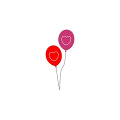 Heart balloons icon isolated on white