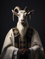 An Anthropomorphic Goat Dressed Up as a Priest