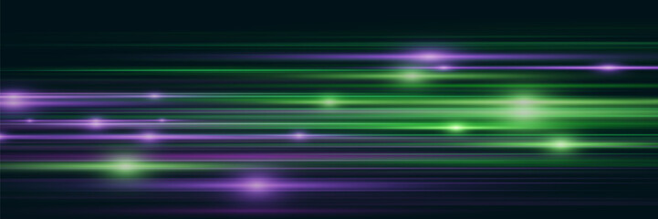 Beautiful flash of light and spark. Special effect, speed line. Magic moving fast laser beams, horizontal light beams.