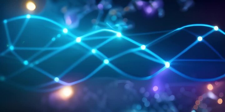 Abstrakte Verbindungsstruktur auf dunklem Hintergrund Technologie Konzept - erstellt mit KI	