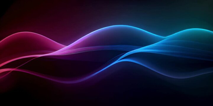 abstrakter dunkler Hintergrund mit bunten leuchtenden Neon wellen Linien mit KI erstellt 