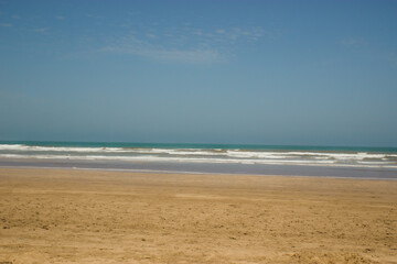 sea wave beautiful tropical beach and sea in sunny day in Morocco 2023