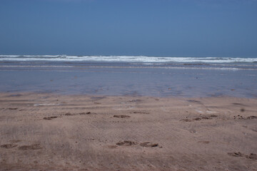 sea wave beautiful tropical beach and sea in sunny day in Morocco 2023