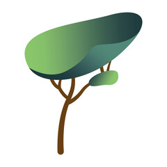 Collection of green deciduous and evergreen forest plants. Botanical set of bare trees and ones with leaves and lush crowns. Flat vector illustration isolated on white background