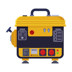 Petrol generator vector. Cartoon drawing of portable electric power generator isolated on white background. Technology, electricity, energy or fuel concept