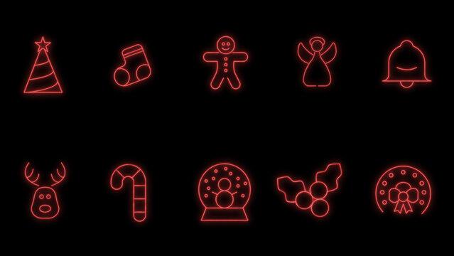 10 Christmas Neon Loop Icons 2 Infographics