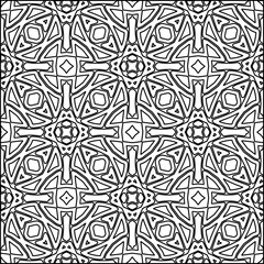 Abstract background with figures from lines. black and white pattern for web page, textures, card, poster, fabric, textile. Monochrome graphic repeating design.