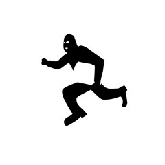 Fototapeta na wymiar Illustration of a silhouette of a thief breaking money running