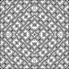 Abstract background with figures from lines. black and white pattern for web page, textures, card, poster, fabric, textile. Monochrome graphic repeating design.