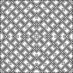 Abstract background with figures from lines. black and white pattern for web page, textures, card, poster, fabric, textile. Monochrome graphic repeating design.