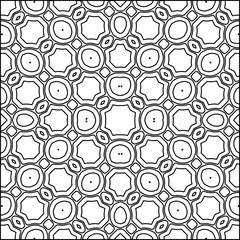Abstract background with figures from lines. black and white pattern for web page, textures, card, poster, fabric, textile. Monochrome graphic repeating design.