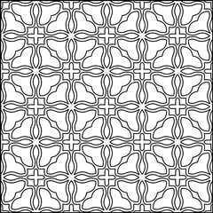 Abstract background with figures from lines. black and white pattern for web page, textures, card, poster, fabric, textile. Monochrome graphic repeating design.