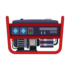 Petrol generator illustration. Drawing of portable electric power generator isolated on white background. Technology, electricity, energy or fuel concept